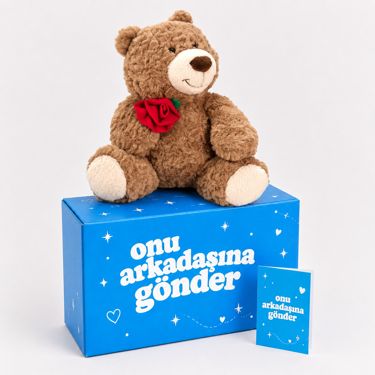 25 CM Güllü Kahverengi Peluş Ayıcık