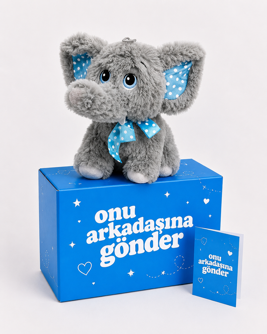 28 CM Gri Peluş Fil